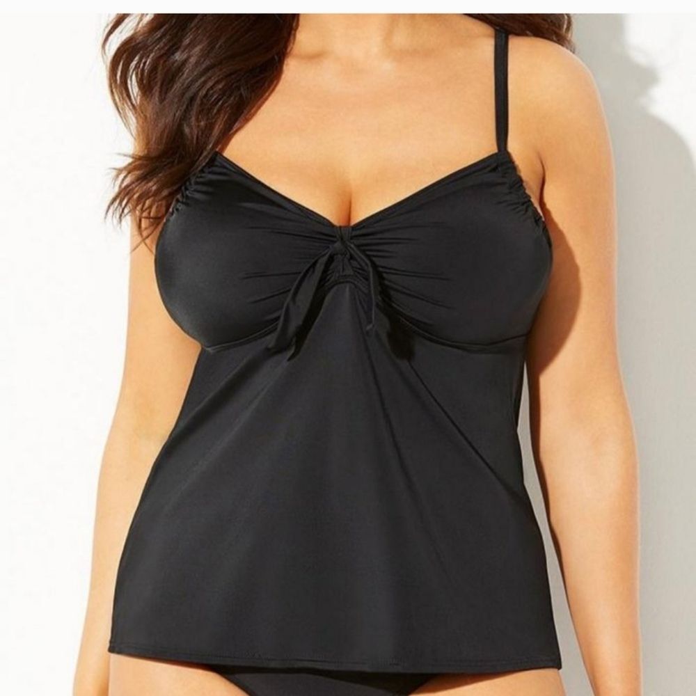 Shore Club x Swimsuits For All Black Tie-Front One Piece Swimdress Swimsuit 12